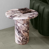 white marble table with violet veining