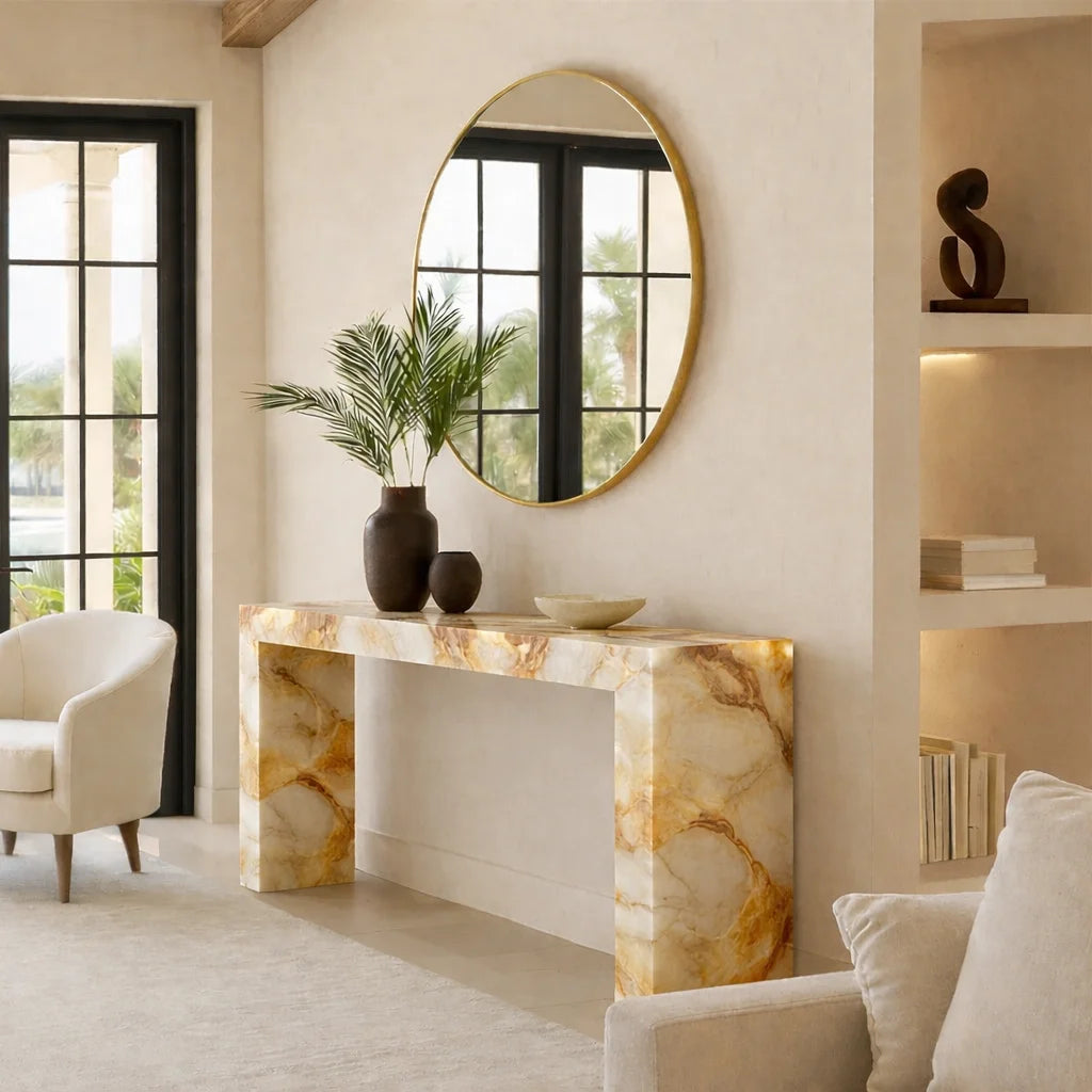 Zavero Strata Marble Console Table
